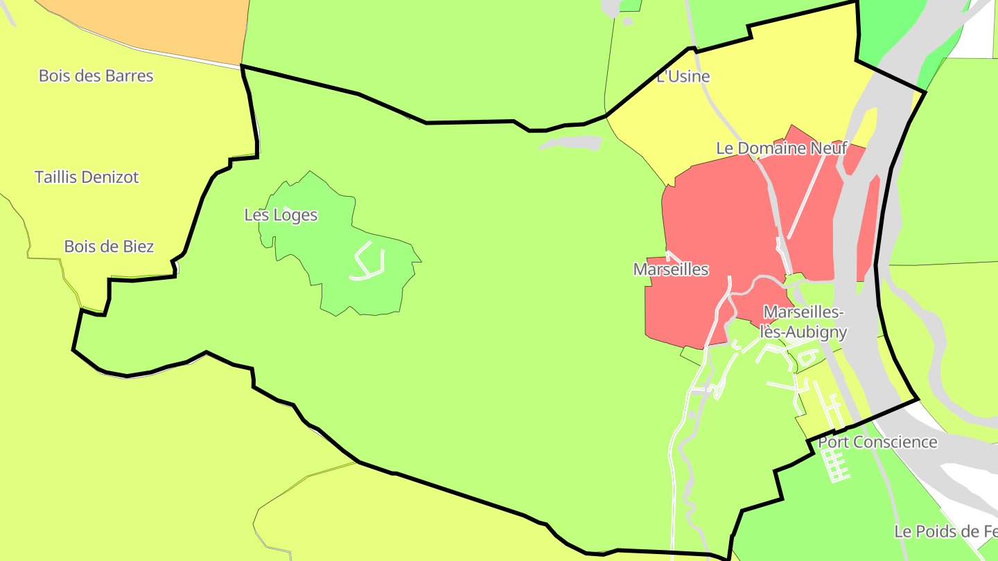Carte des prix de l'immobilier Marseilles-lès-Aubigny