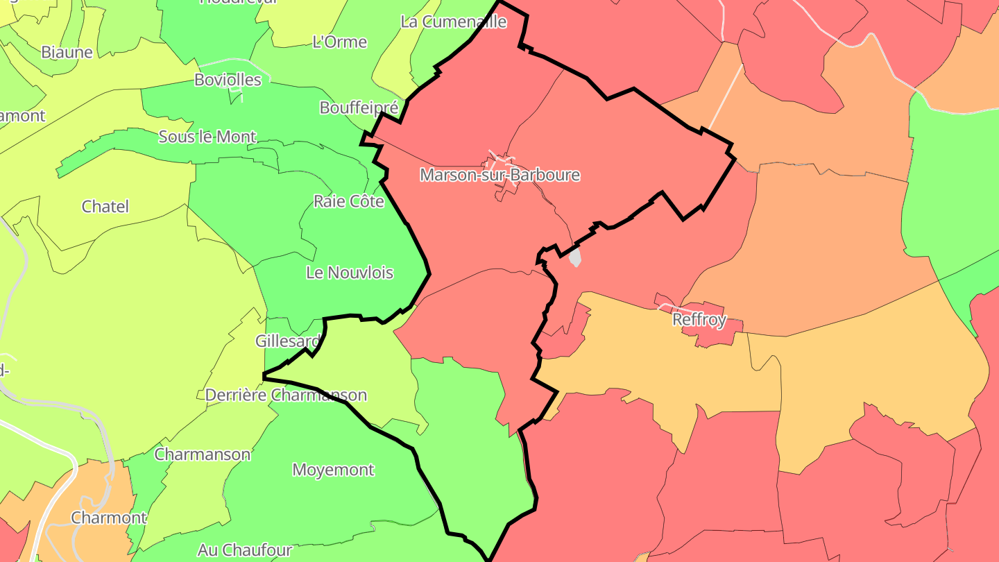 Carte des prix de l'immobilier Marson-sur-Barboure