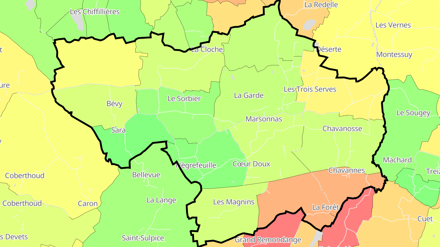 Carte des prix de l'immobilier Marsonnas