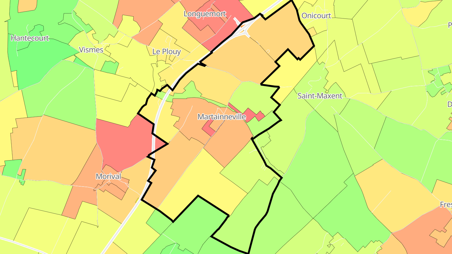 Carte des prix de l'immobilier Martainneville