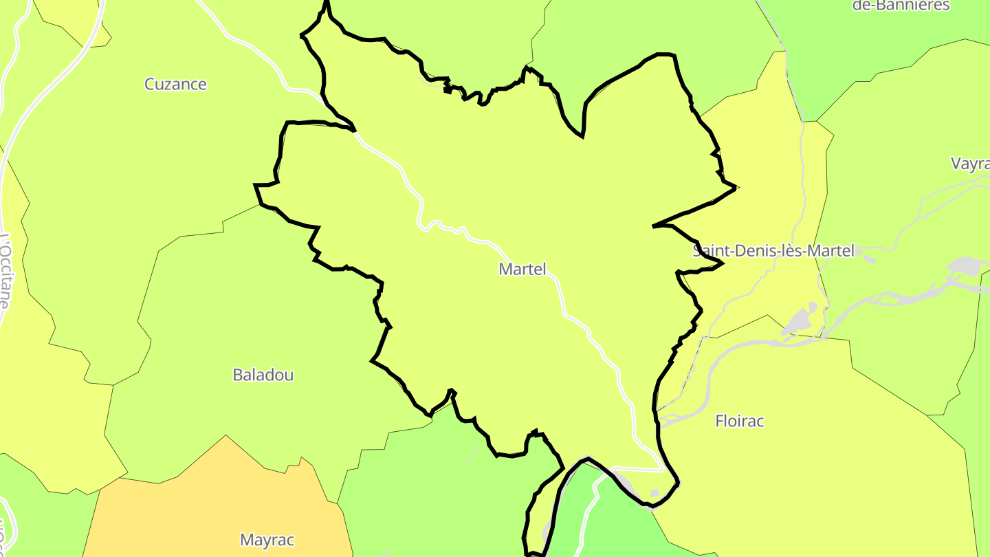 Carte des prix de l'immobilier Martel