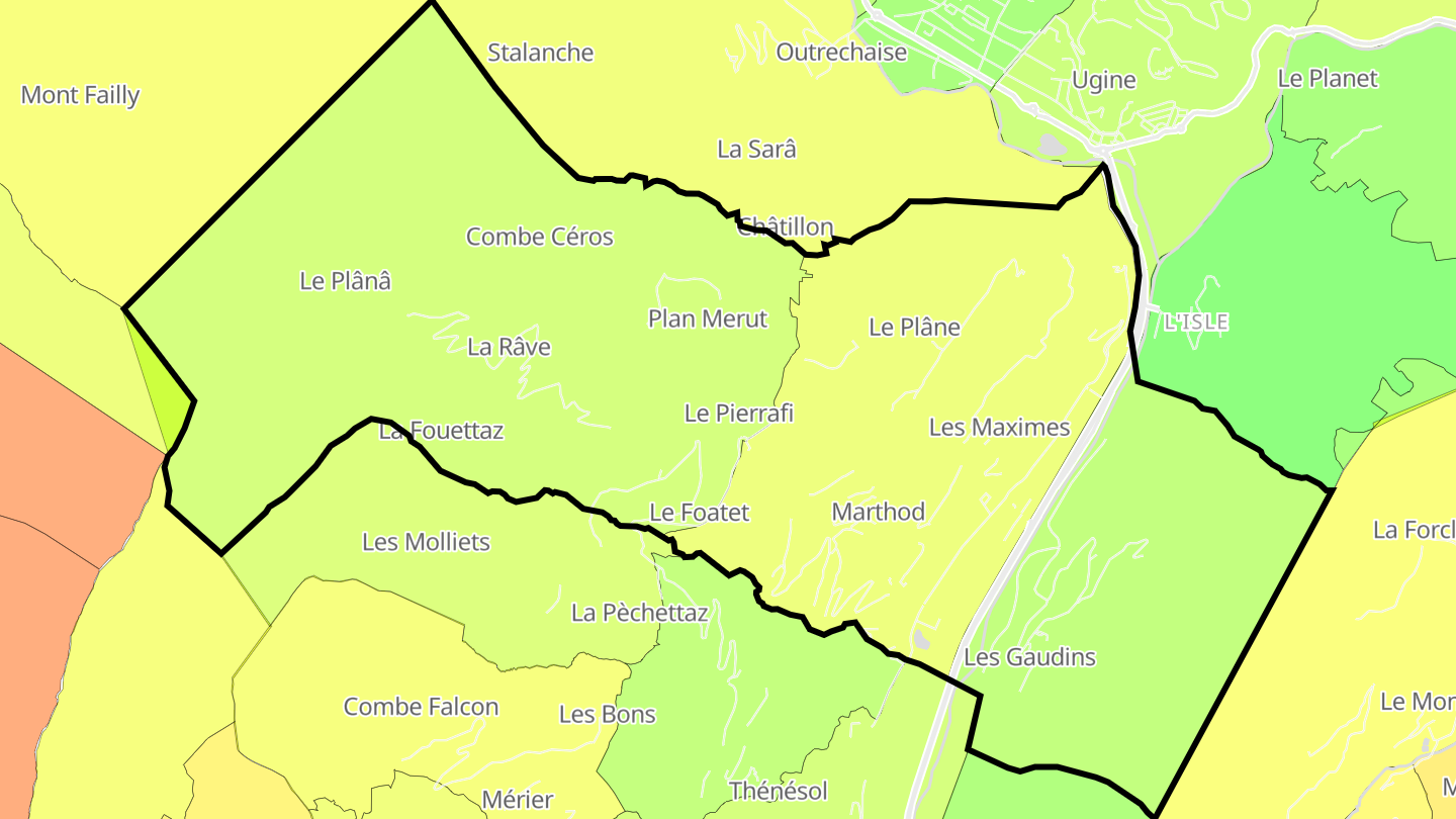 Carte des prix de l'immobilier Marthod