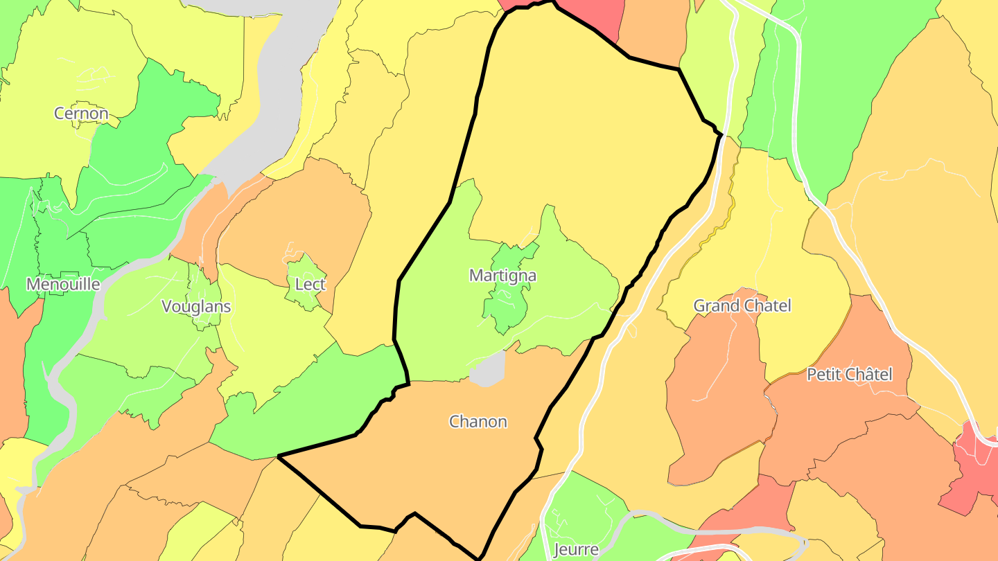 Carte des prix de l'immobilier Martigna