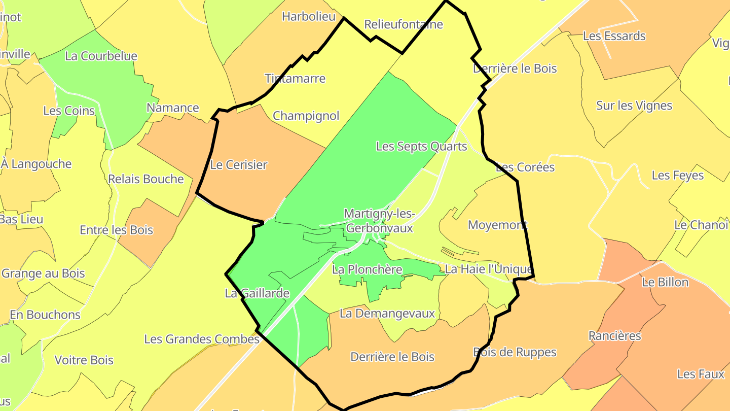 Carte des prix de l'immobilier Martigny-les-Gerbonvaux