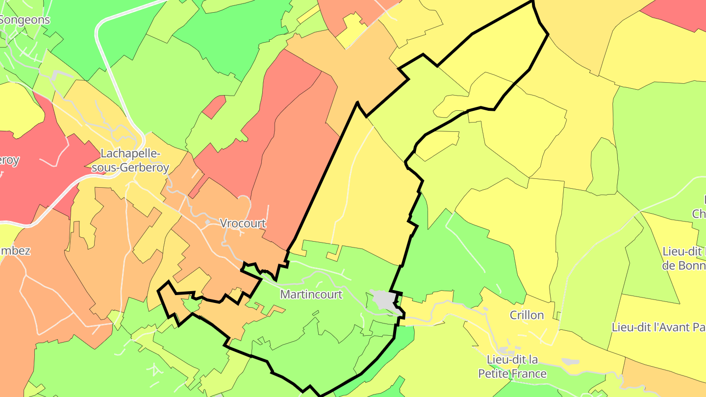 Carte des prix de l'immobilier Martincourt