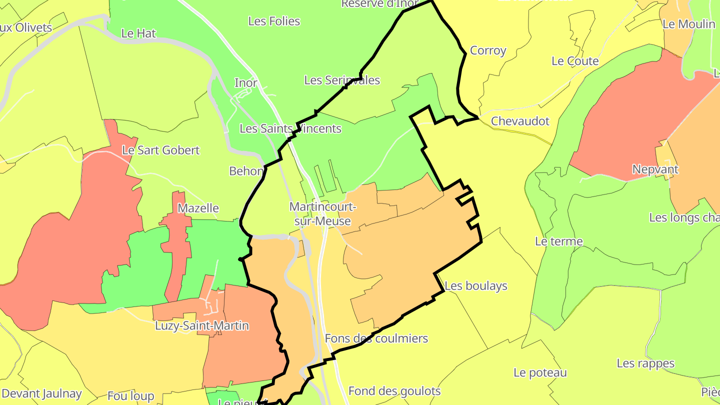 Carte des prix de l'immobilier Martincourt-sur-Meuse