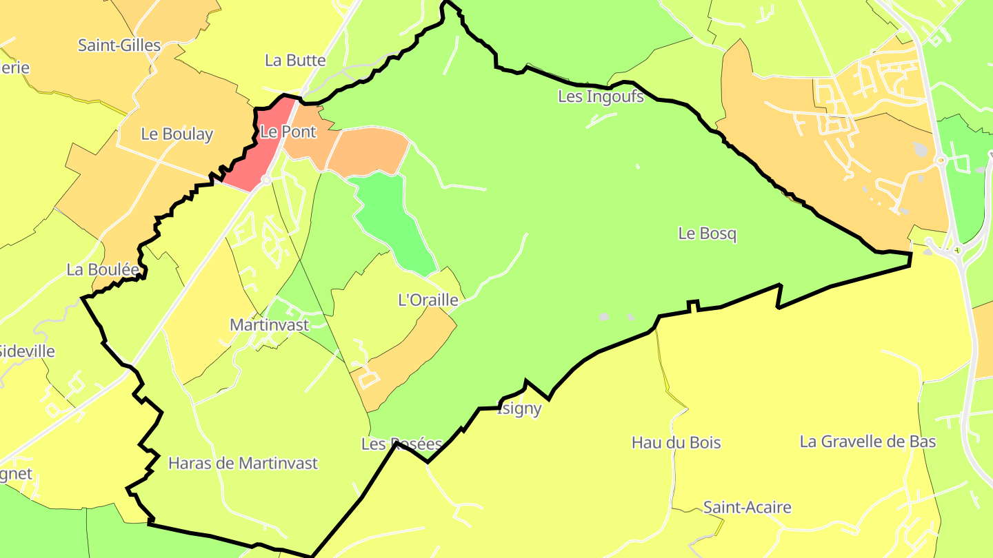 Carte des prix de l'immobilier Martinvast