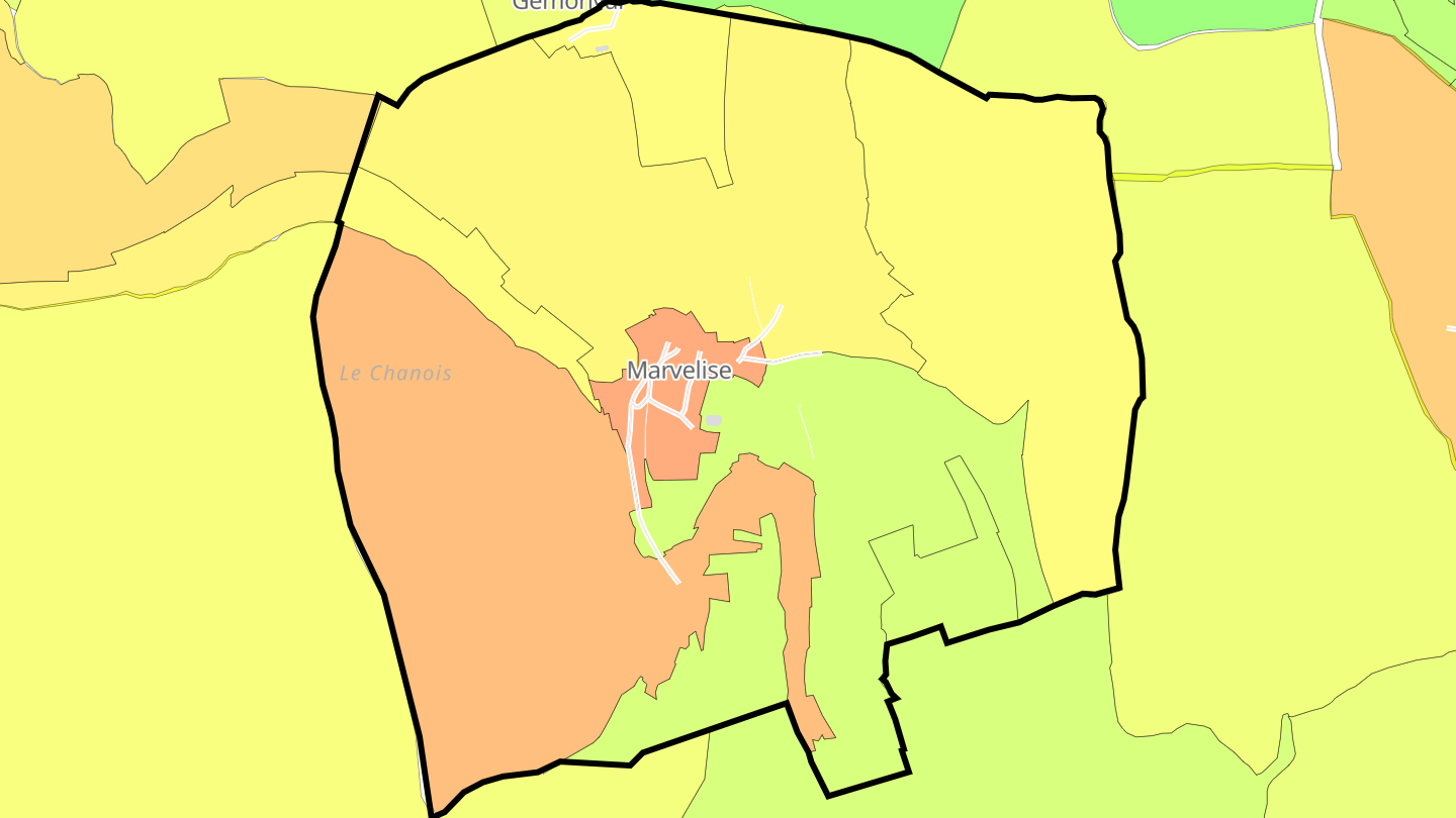 Carte des prix de l'immobilier Marvelise