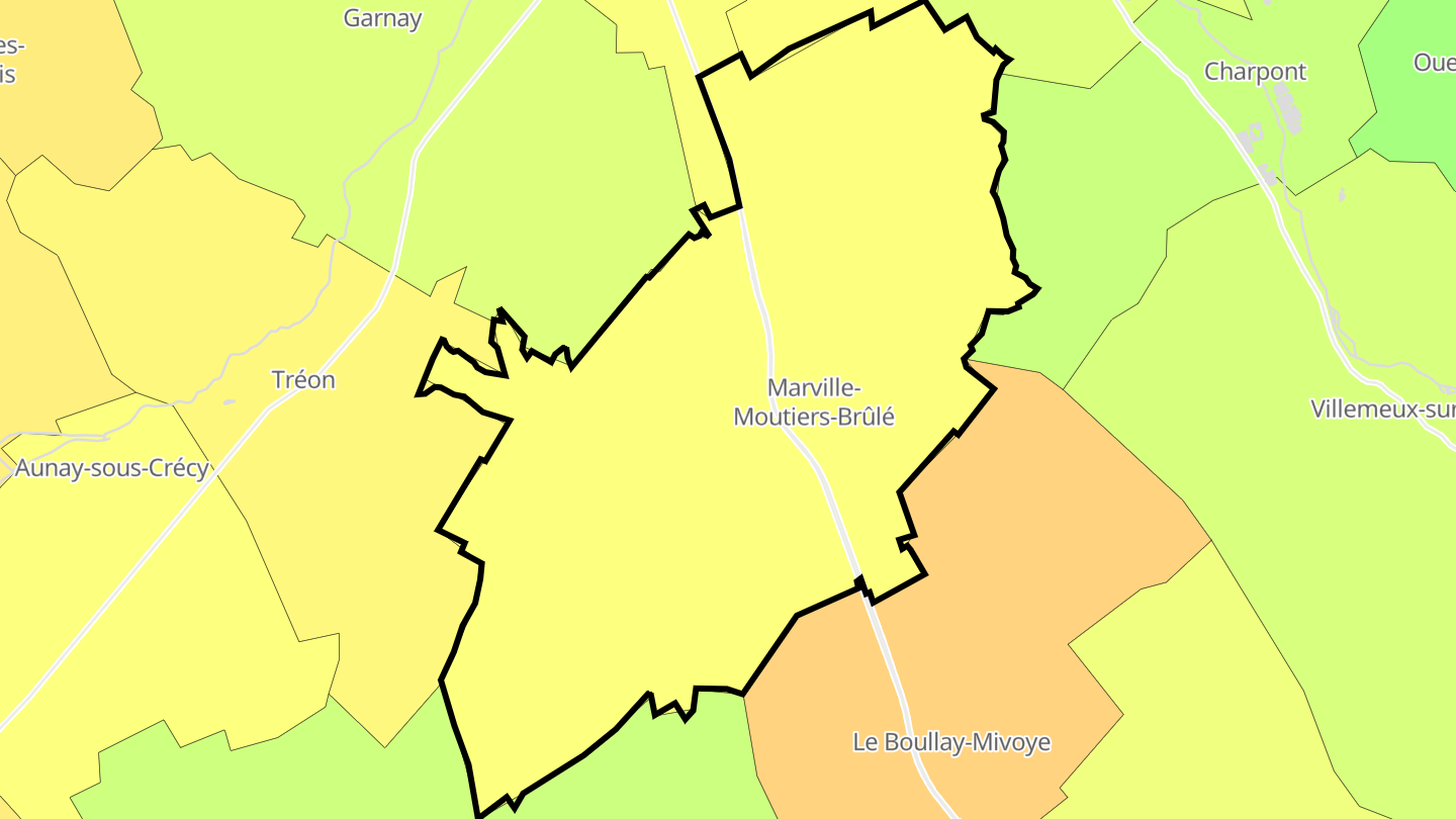 Carte des prix de l'immobilier Marville-Moutiers-Brûlé