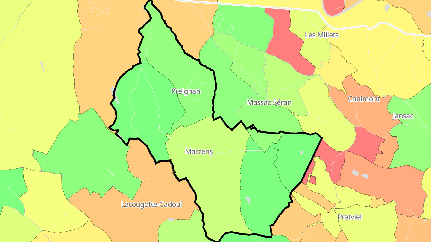Carte des prix de l'immobilier Marzens