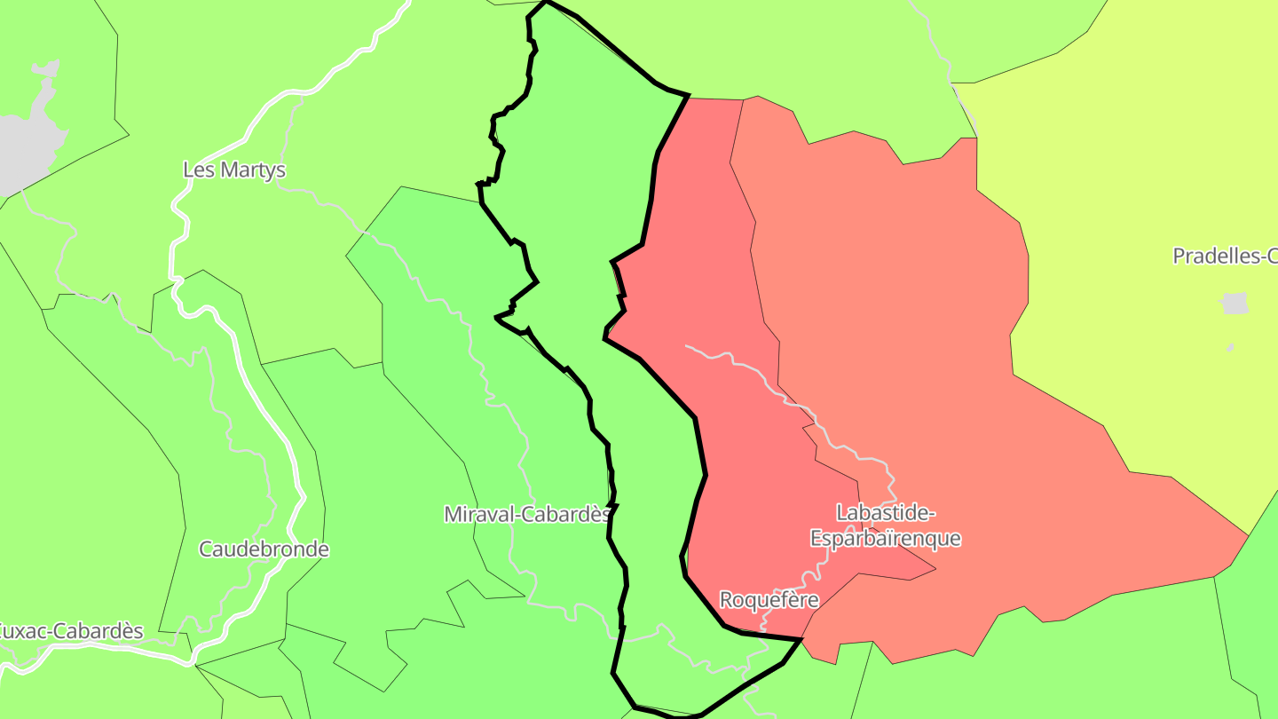 Carte des prix de l'immobilier Mas-Cabardès