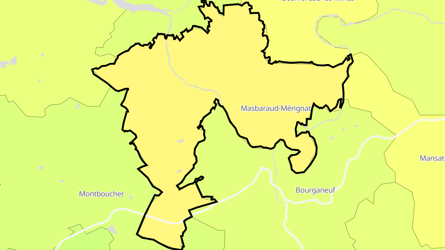 Carte des prix de l'immobilier Masbaraud-Mérignat