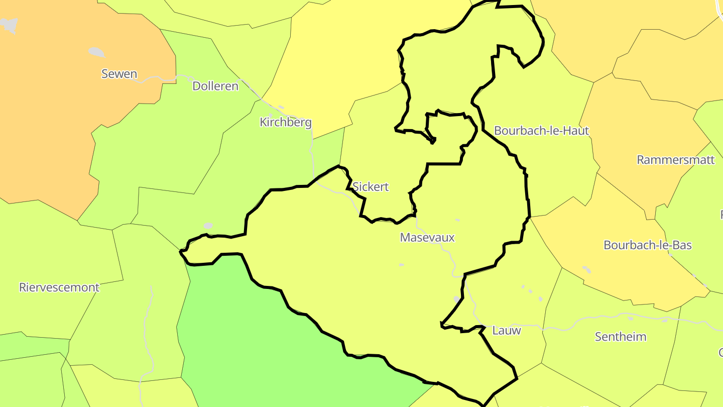 Carte des prix de l'immobilier Masevaux-Niederbruck