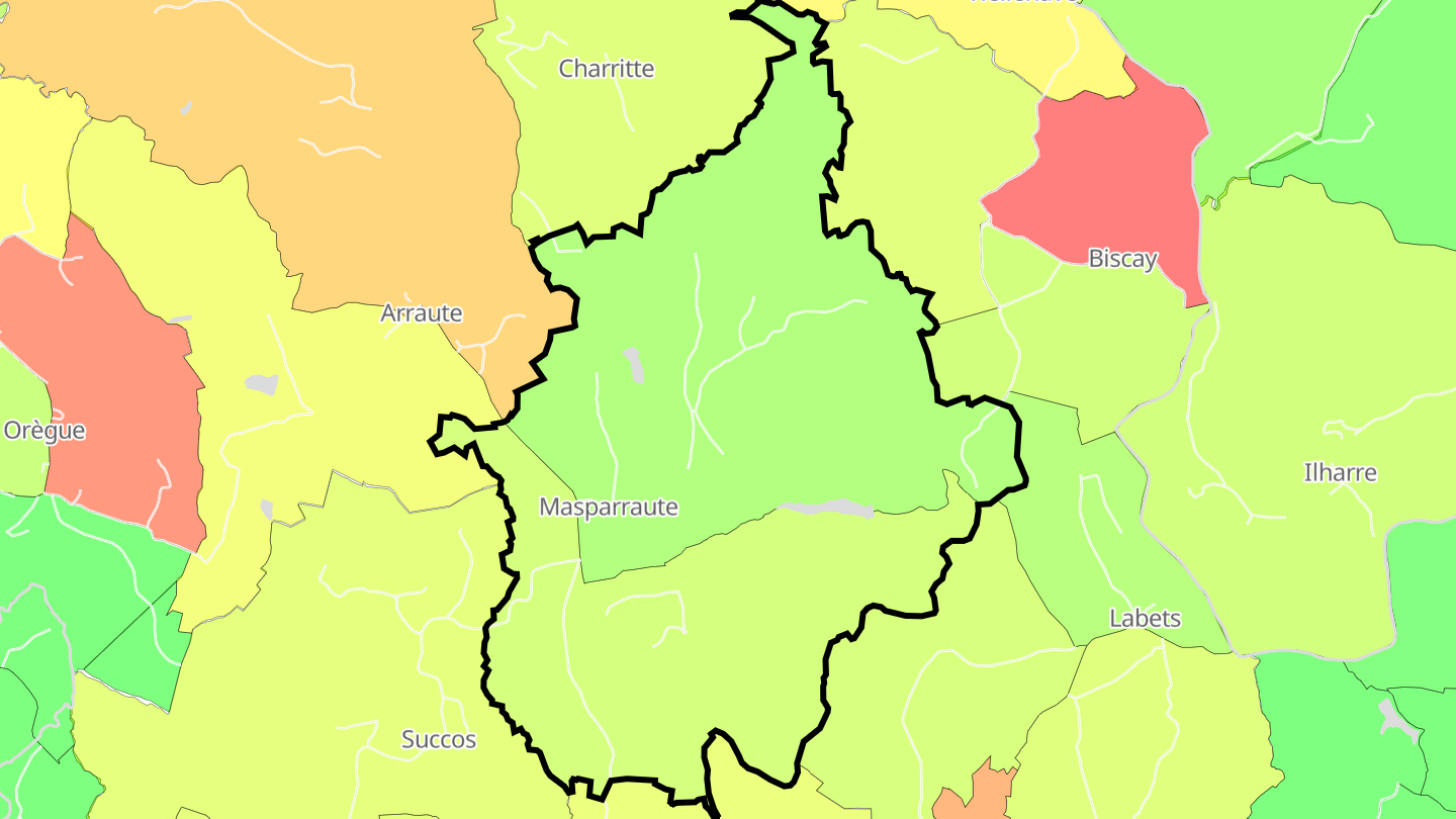 Carte des prix de l'immobilier Masparraute