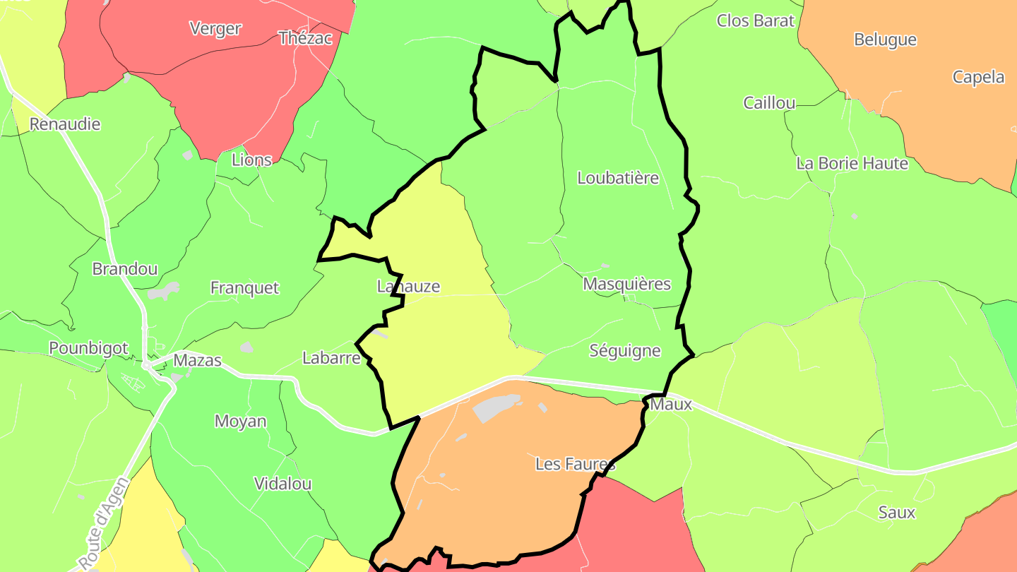Carte des prix de l'immobilier Masquières