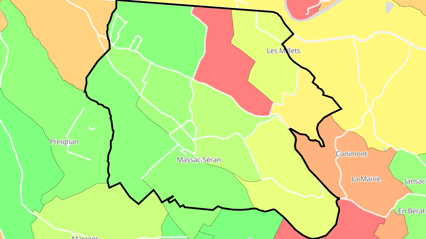 Carte des prix de l'immobilier Massac-Séran