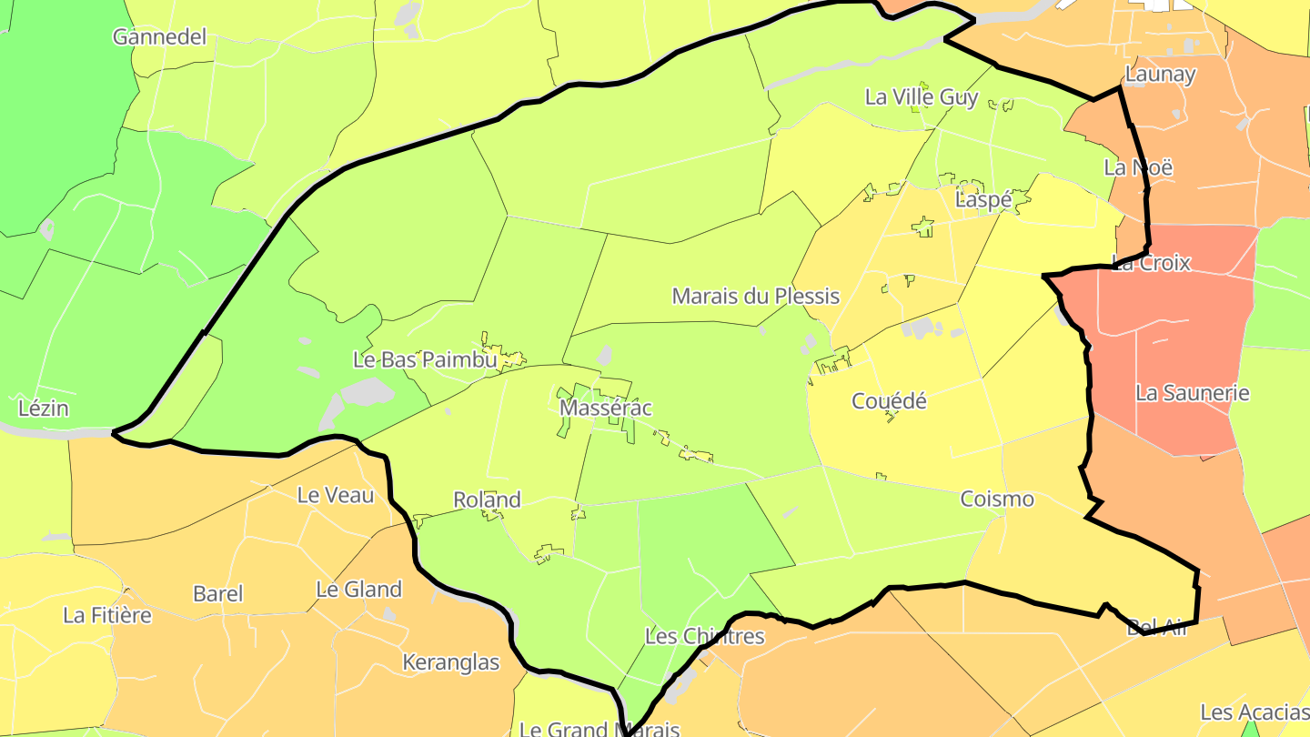 Carte des prix de l'immobilier Massérac