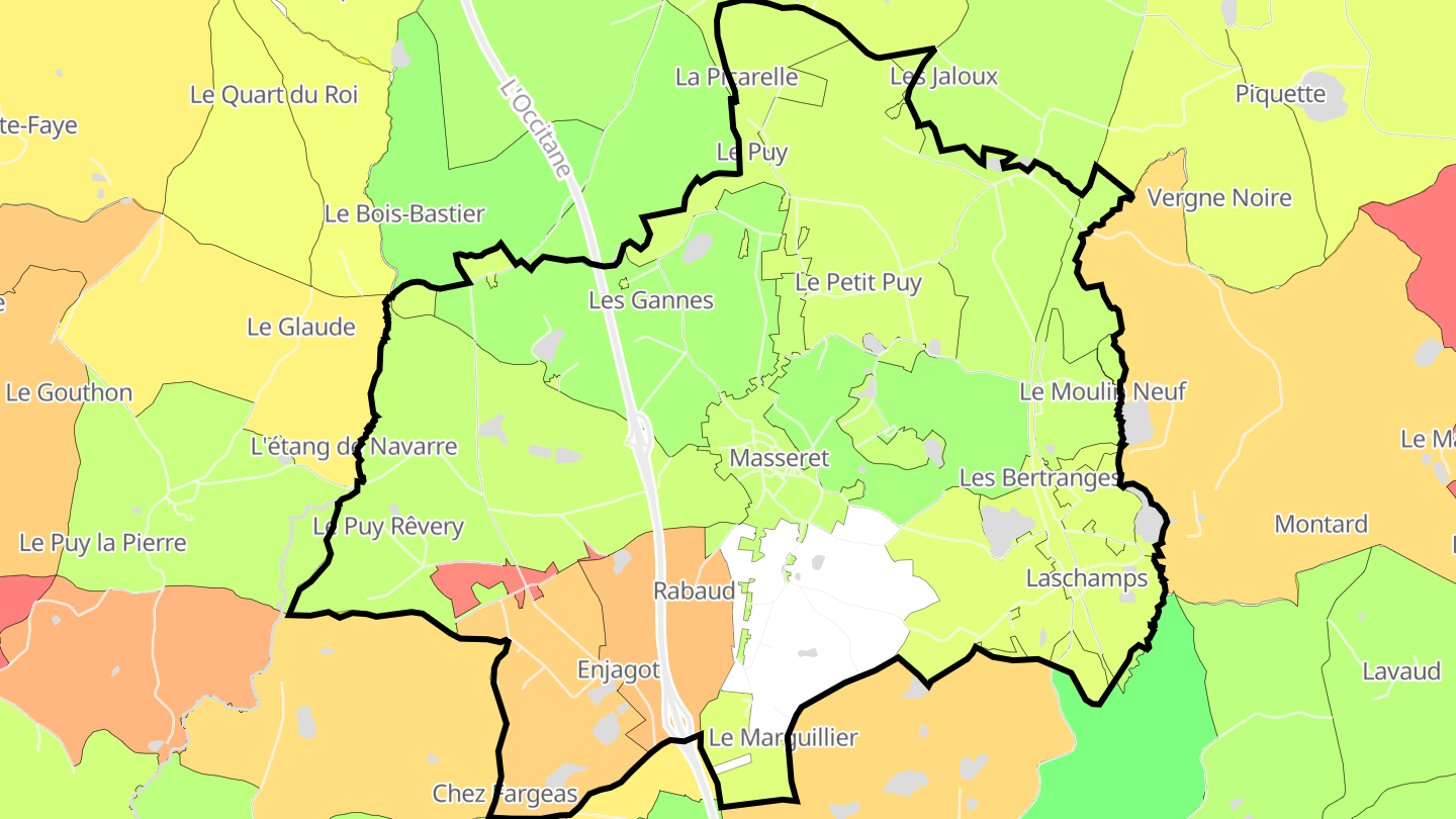 Carte des prix de l'immobilier Masseret