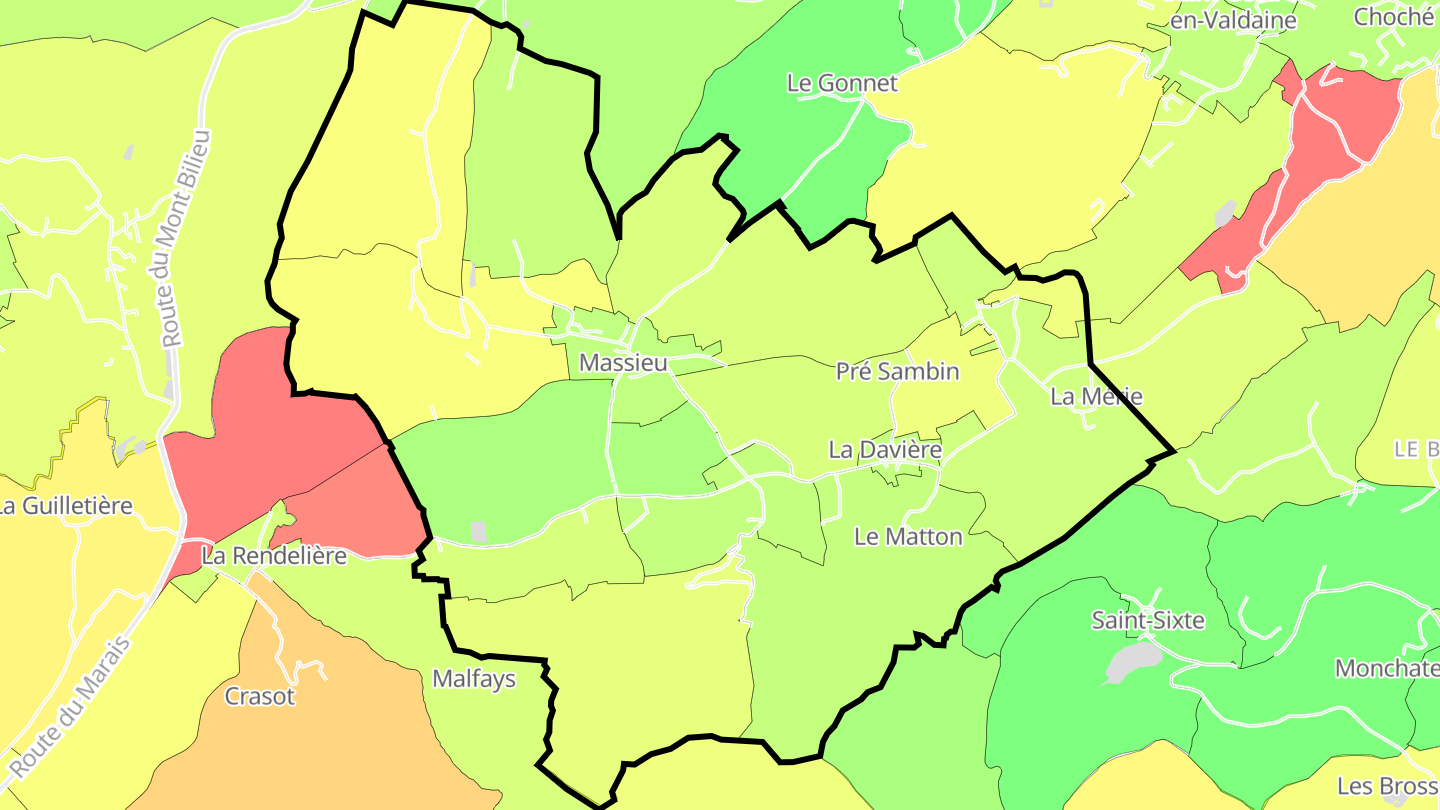 Carte des prix de l'immobilier Massieu