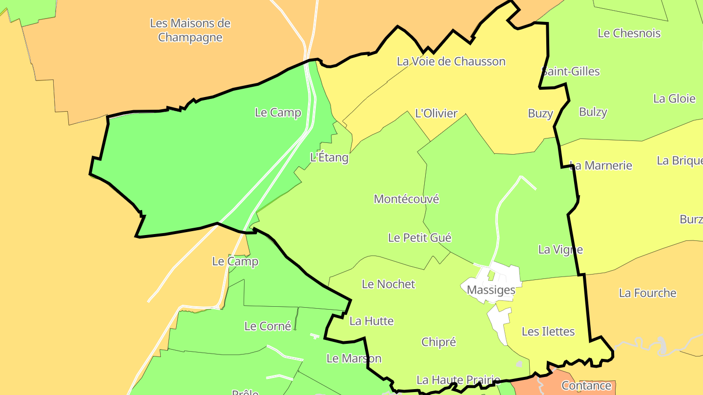Carte des prix de l'immobilier Massiges