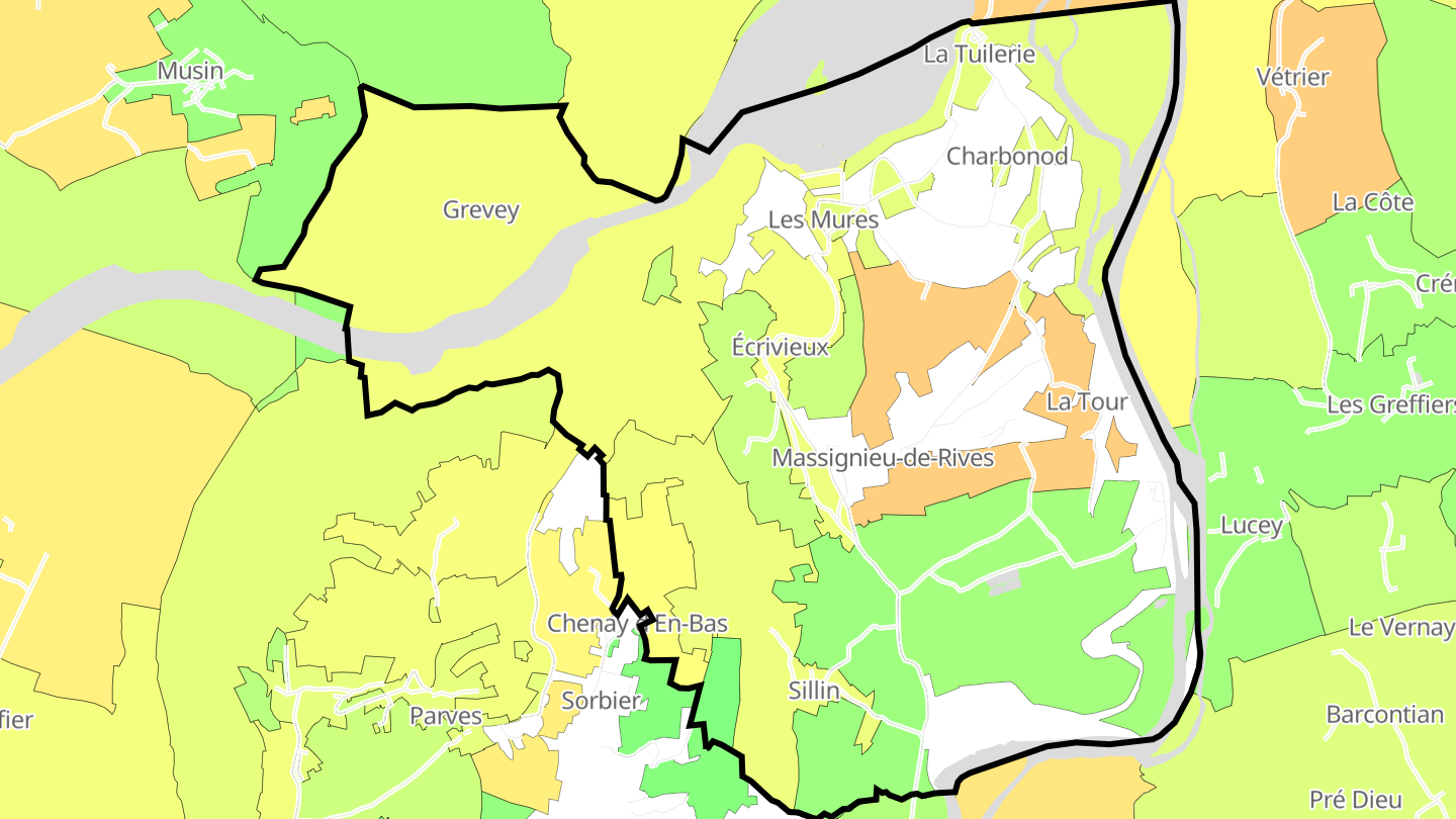 Carte des prix de l'immobilier Massignieu-de-Rives