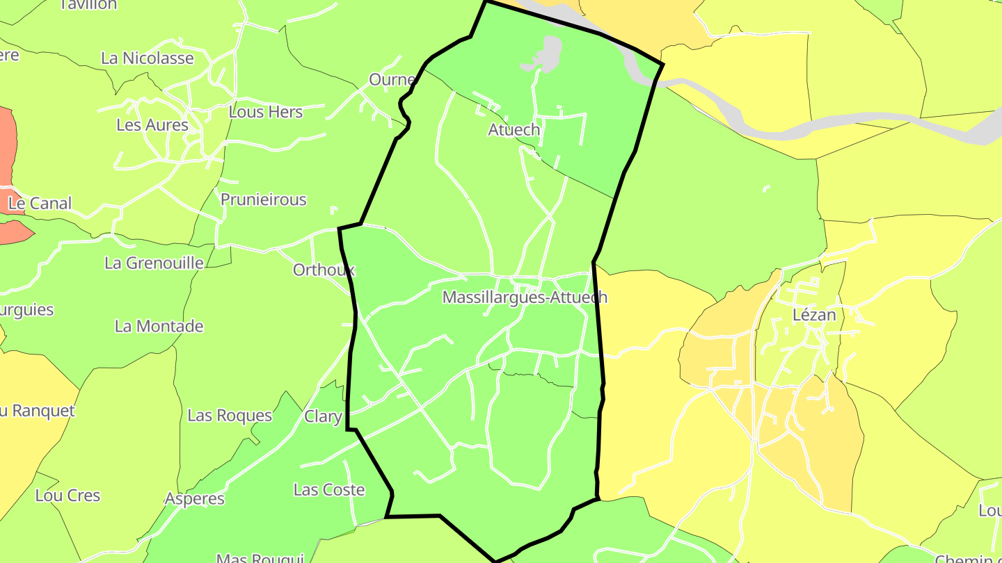 Carte des prix de l'immobilier Massillargues-Attuech
