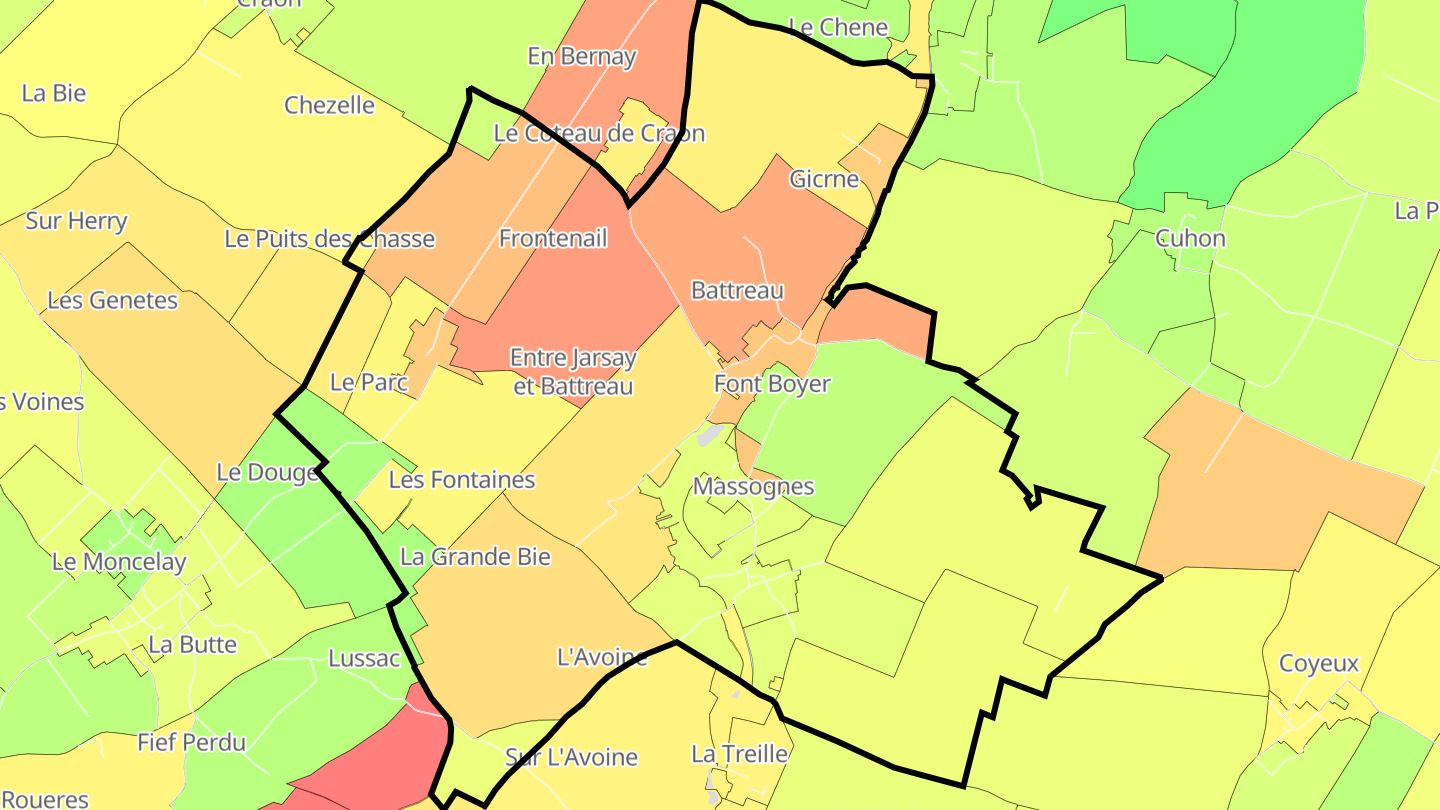 Carte des prix de l'immobilier Massognes