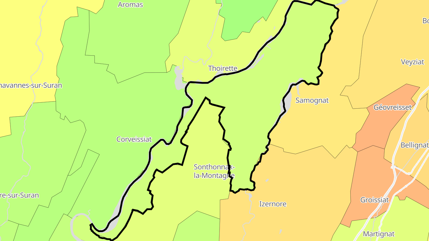 Carte des prix de l'immobilier Matafelon-Granges