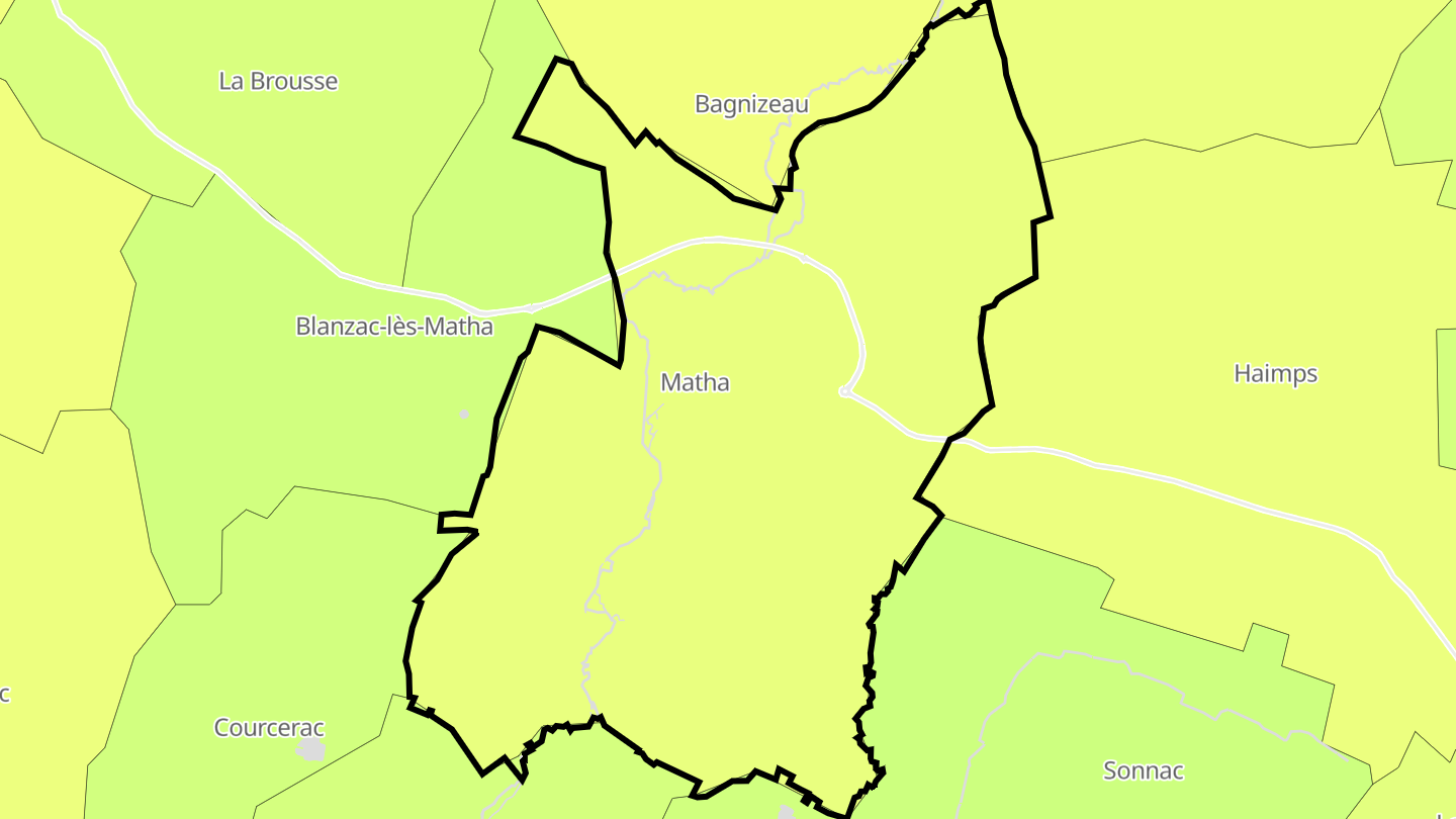 Carte des prix de l'immobilier Matha