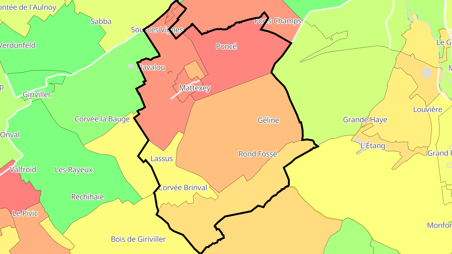 Carte des prix de l'immobilier Mattexey