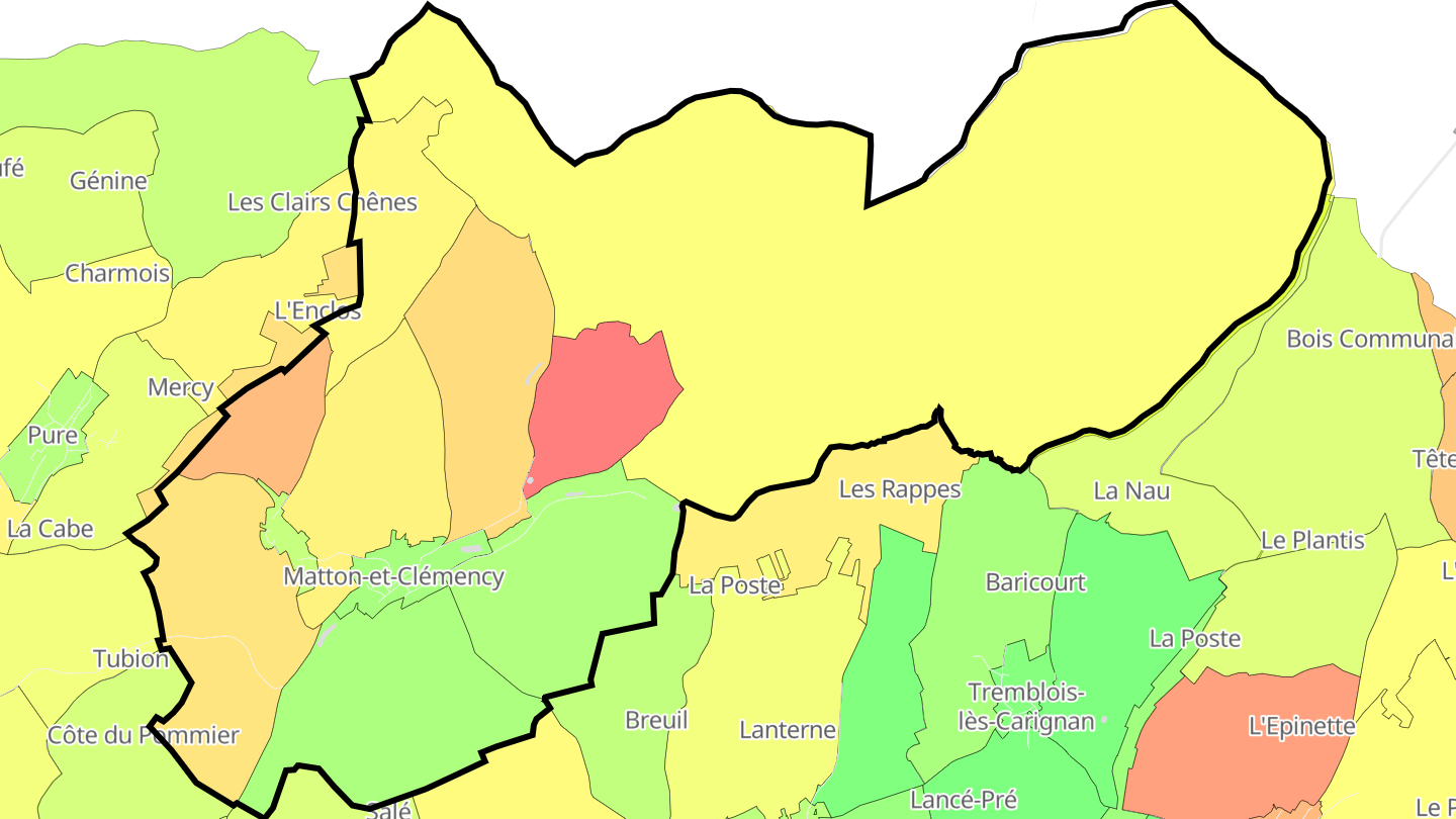 Carte des prix de l'immobilier Matton-et-Clémency