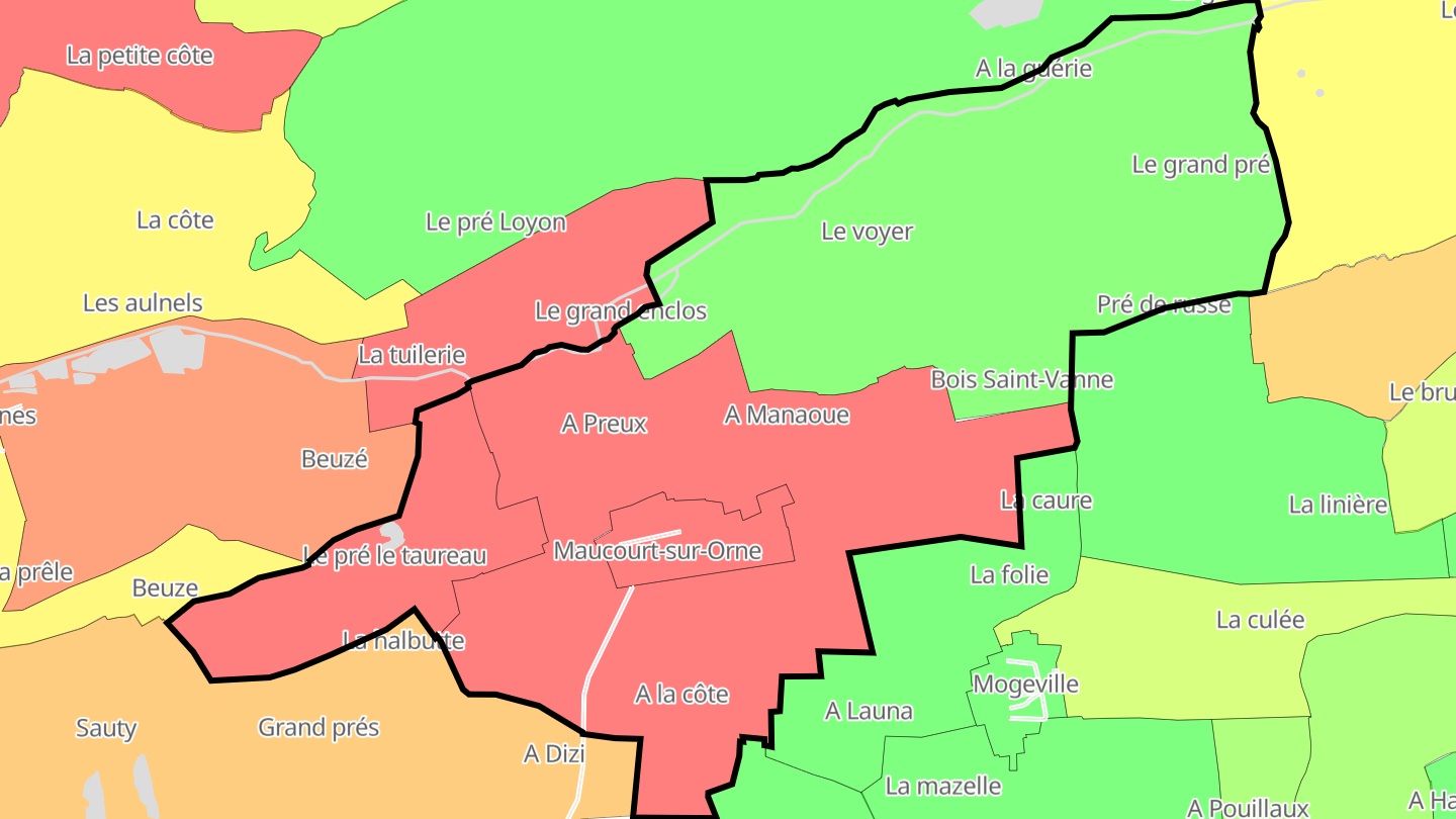 Carte des prix de l'immobilier Maucourt-sur-Orne