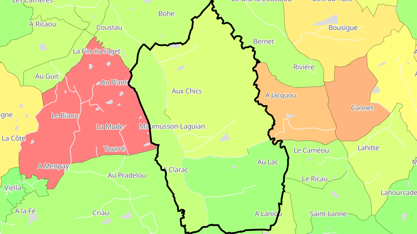 Carte des prix de l'immobilier Maumusson-Laguian