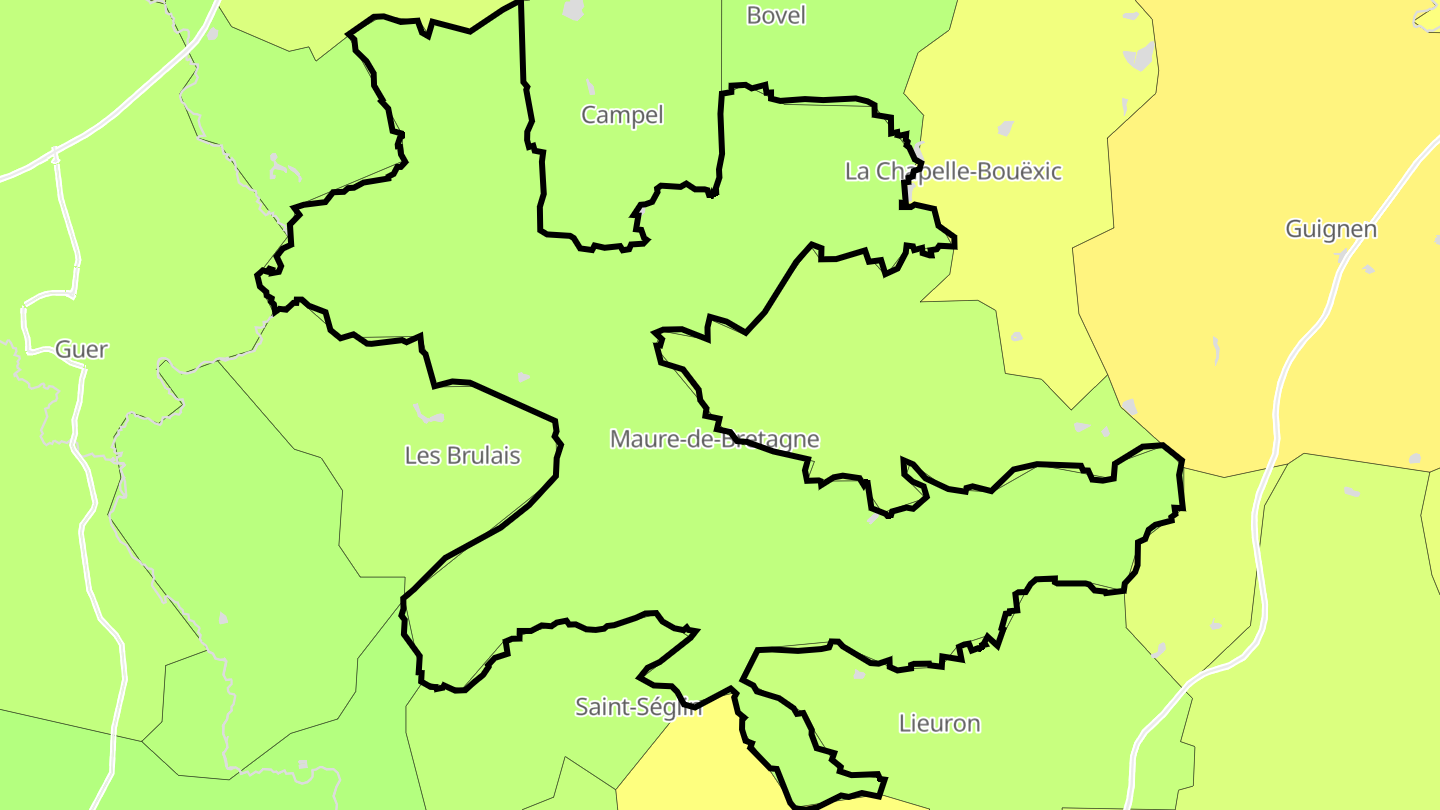 Carte des prix de l'immobilier Maure-de-Bretagne