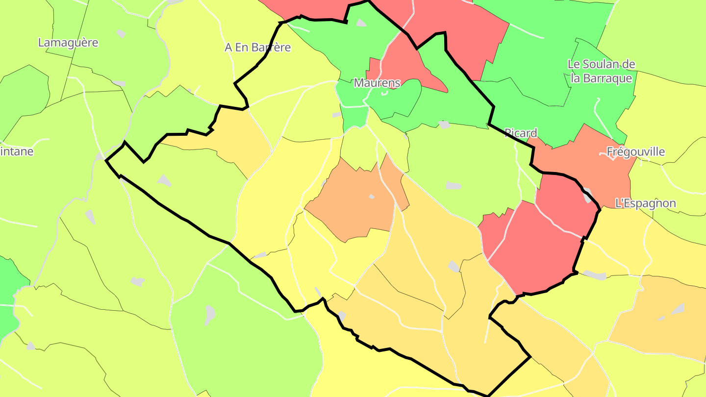 Carte des prix de l'immobilier Maurens
