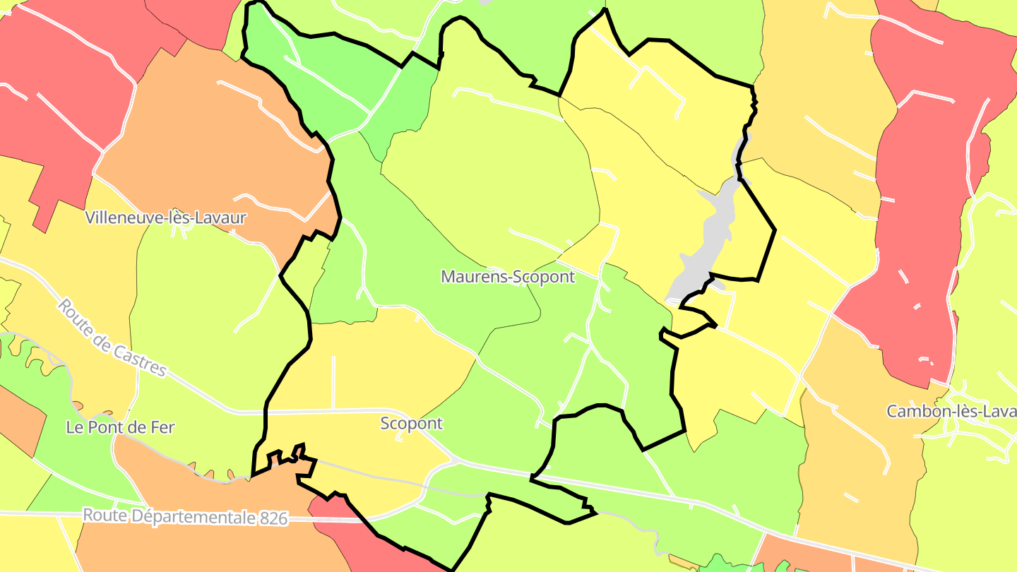 Carte des prix de l'immobilier Maurens-Scopont