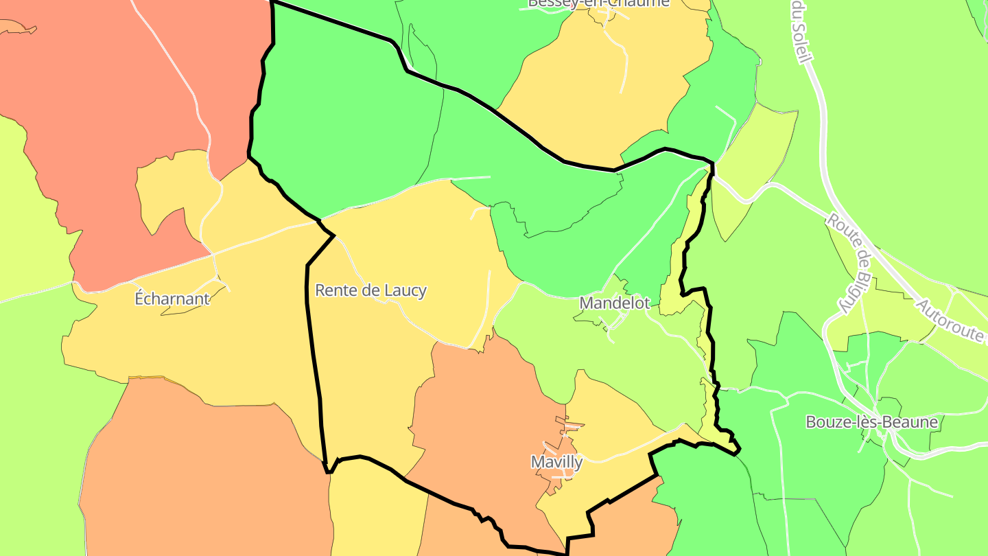 Carte des prix de l'immobilier Mavilly-Mandelot