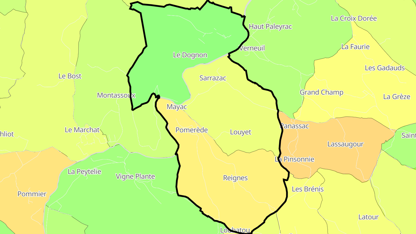 Carte des prix de l'immobilier Mayac