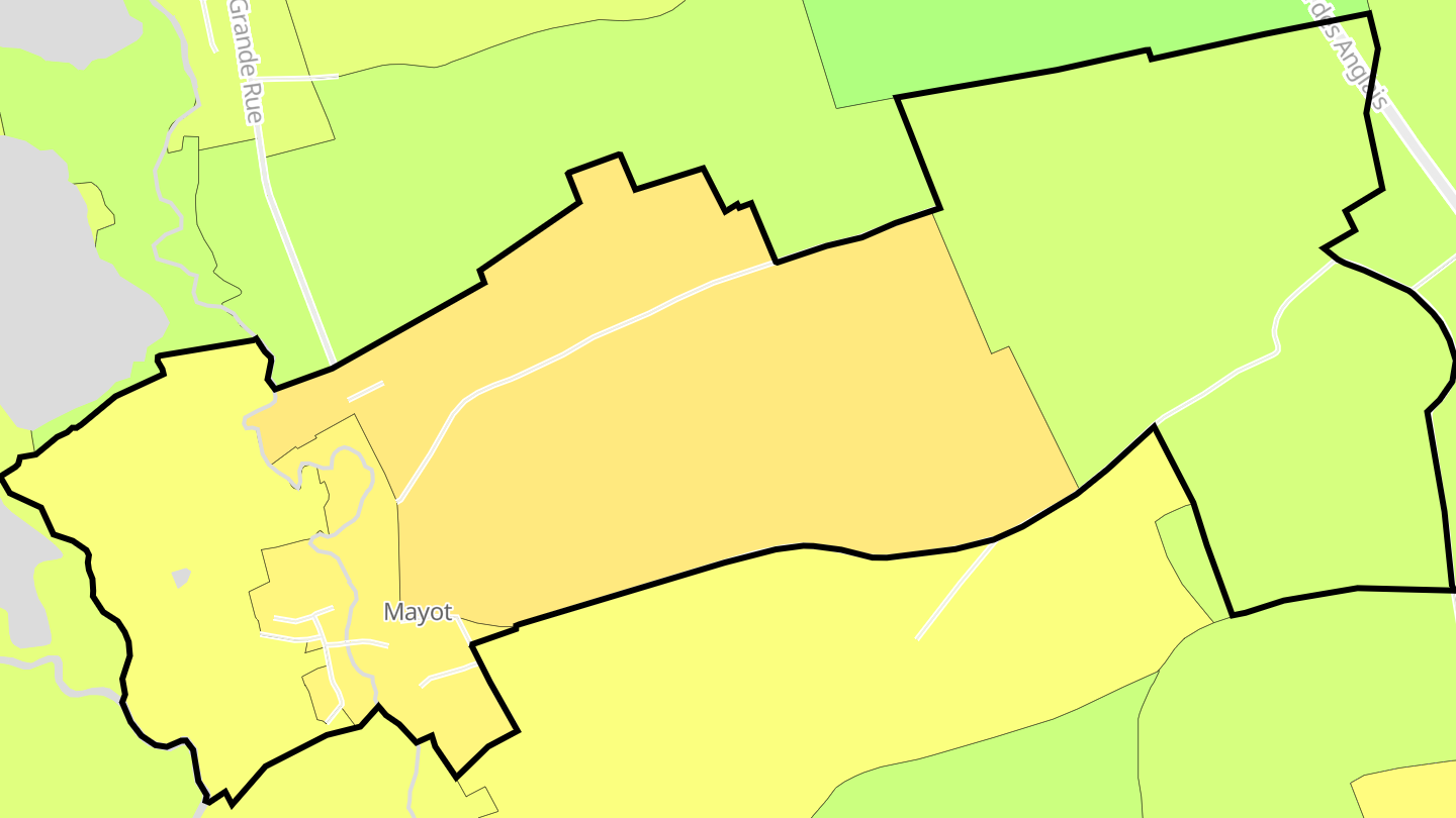 Carte des prix de l'immobilier Mayot