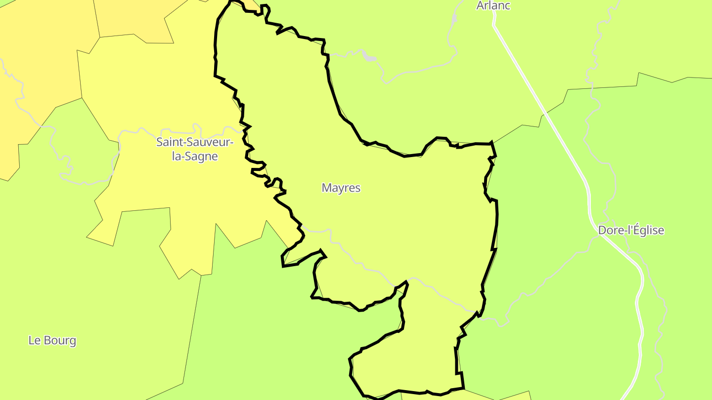 Carte des prix de l'immobilier Mayres