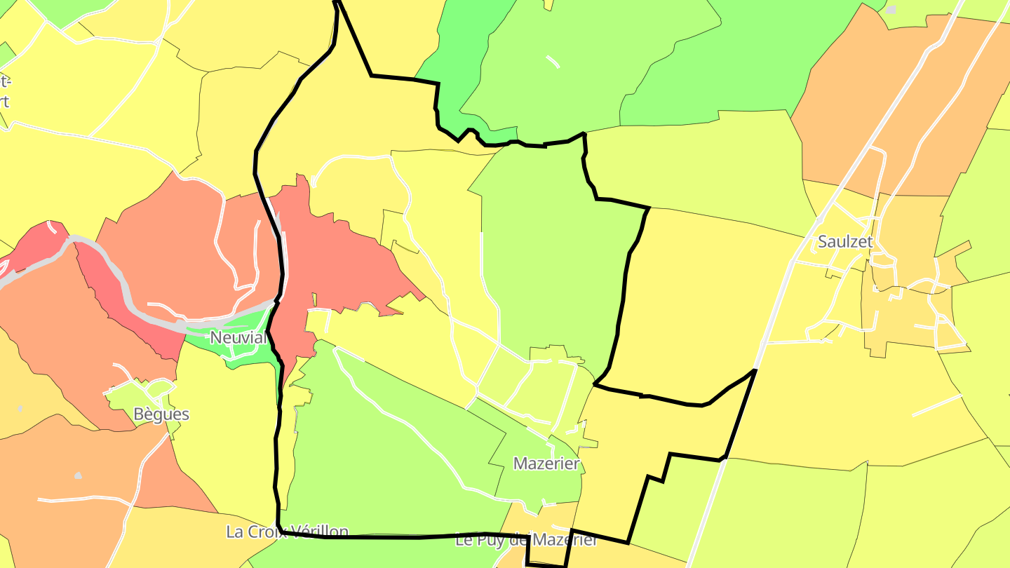 Carte des prix de l'immobilier Mazerier