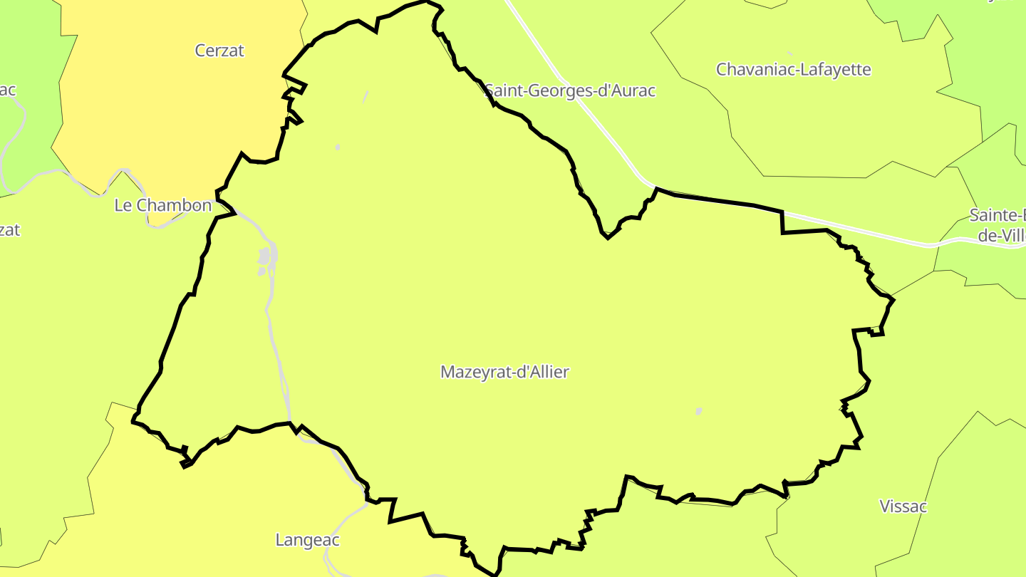 Carte des prix de l'immobilier Mazeyrat-d'Allier