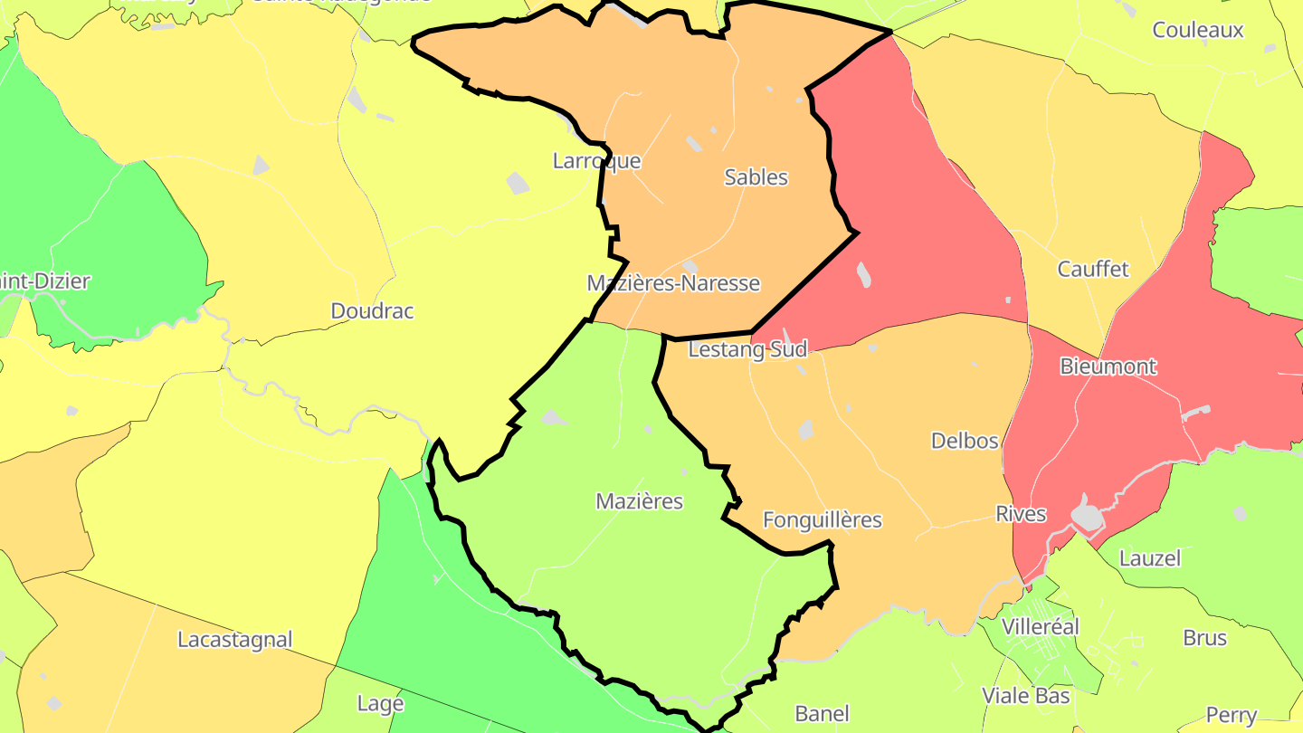 Carte des prix de l'immobilier Mazières-Naresse