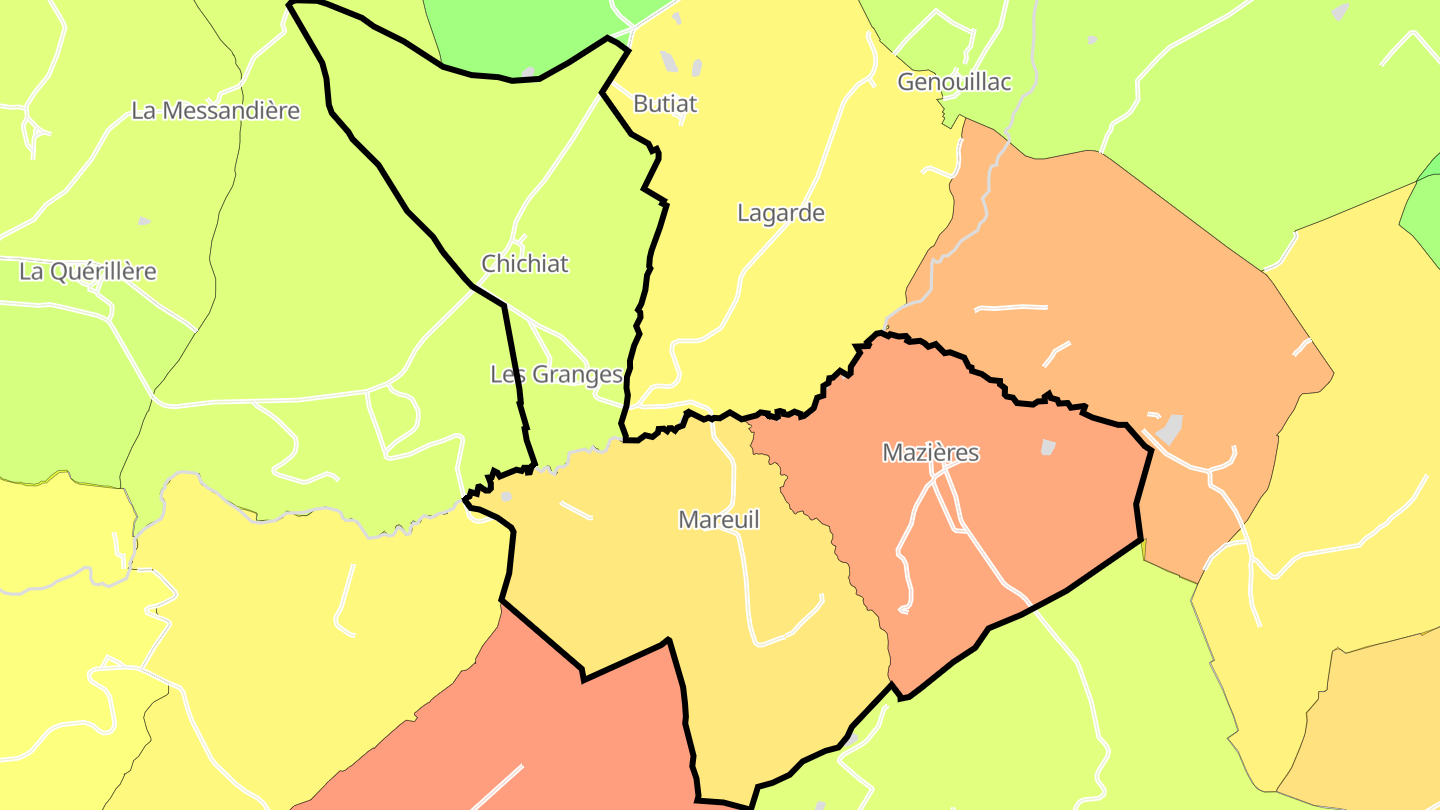 Carte des prix de l'immobilier Mazières