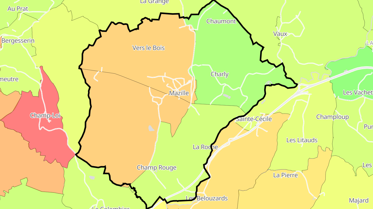 Carte des prix de l'immobilier Mazille