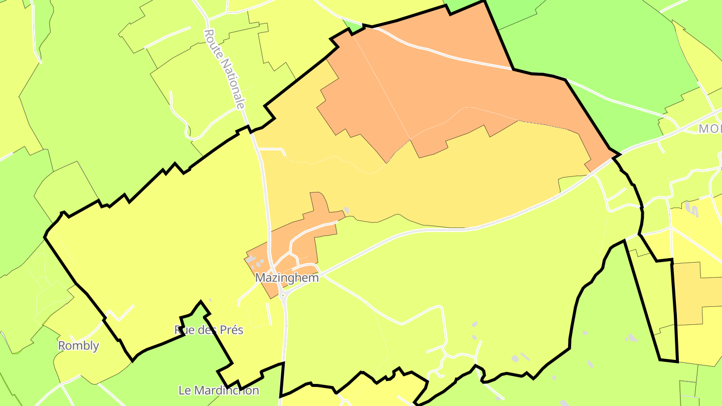Carte des prix de l'immobilier Mazinghem