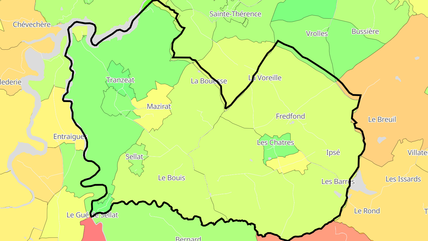 Carte des prix de l'immobilier Mazirat