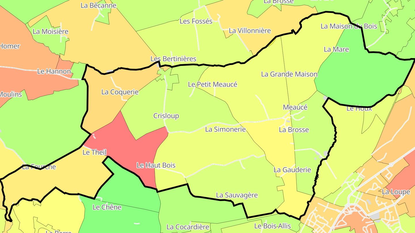 Carte des prix de l'immobilier Meaucé