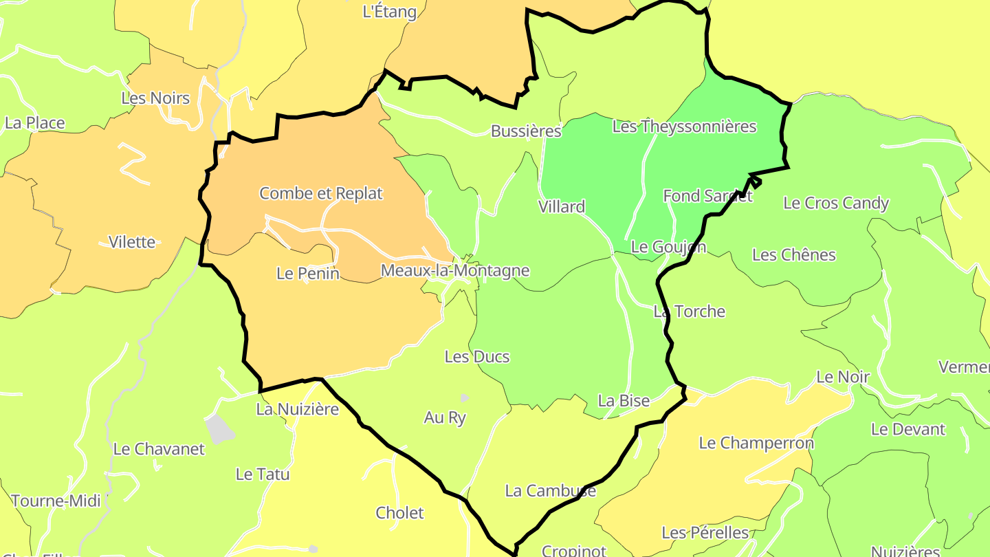 Carte des prix de l'immobilier Meaux-la-Montagne