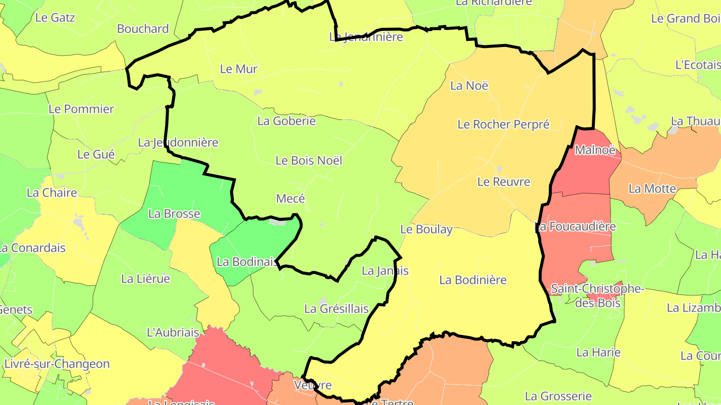 Carte des prix de l'immobilier Mecé